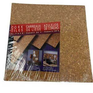 Cork Tiles 4-Pack 12" X 12" Natural Easy Mounting Office Utility Use